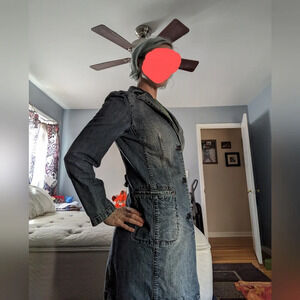 Vintage Express knee length jean jacket size 3/4